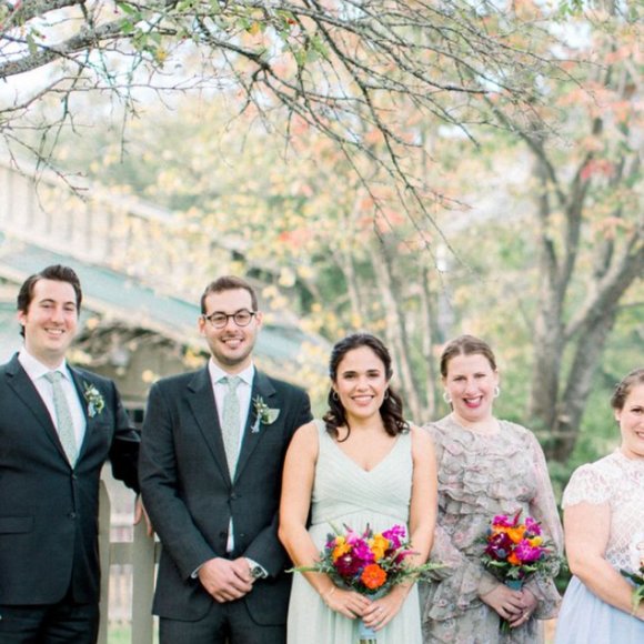 David's Bridal Bridesmaid Long Dress with Mesh and Swooping Cowl Back- Meadow - Picture 3 of 4